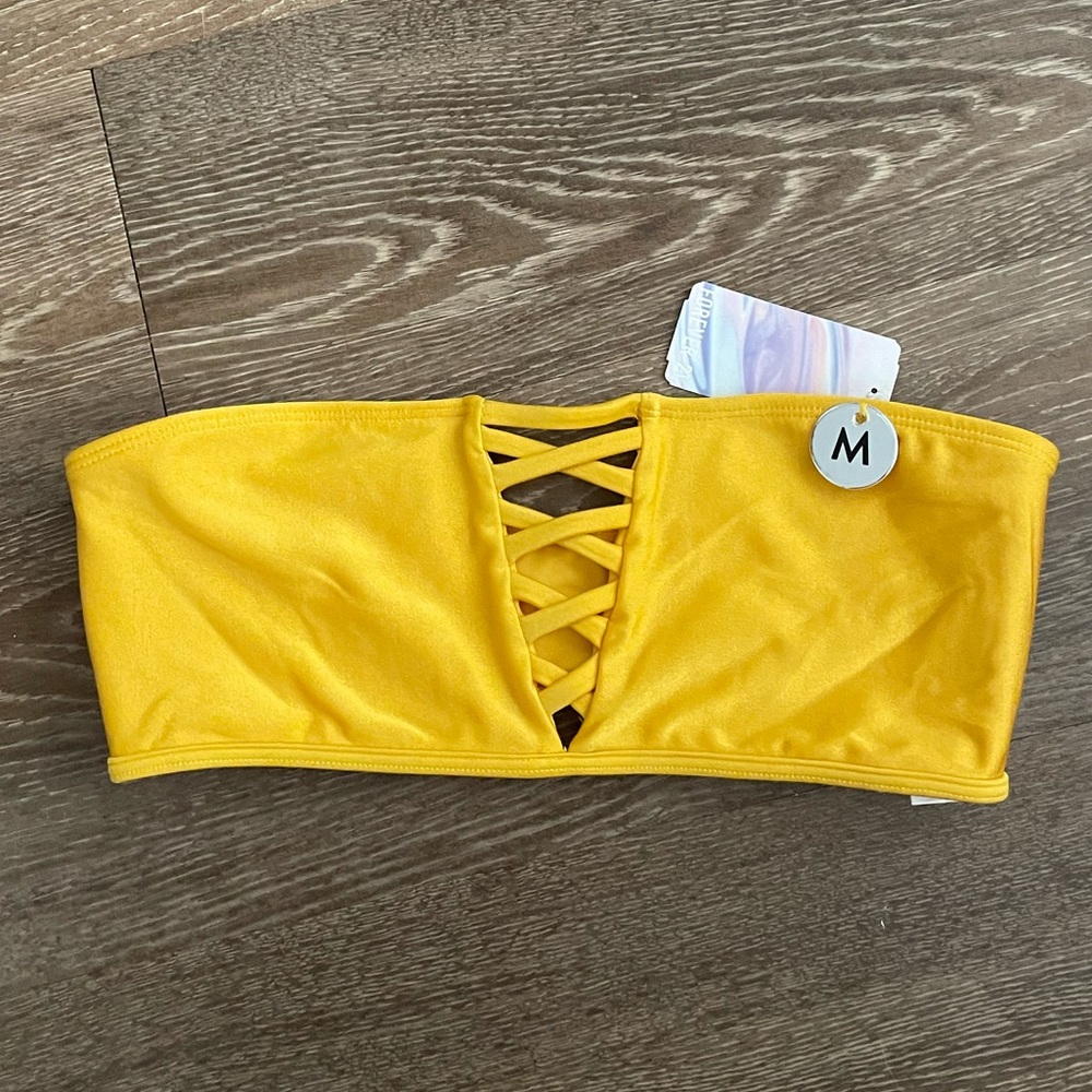NWT yellow strapless bikini top bandeau forever 21